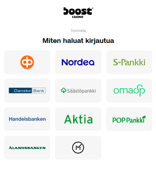 Pankkivaihtoehdon valitseminen Boost casinossa